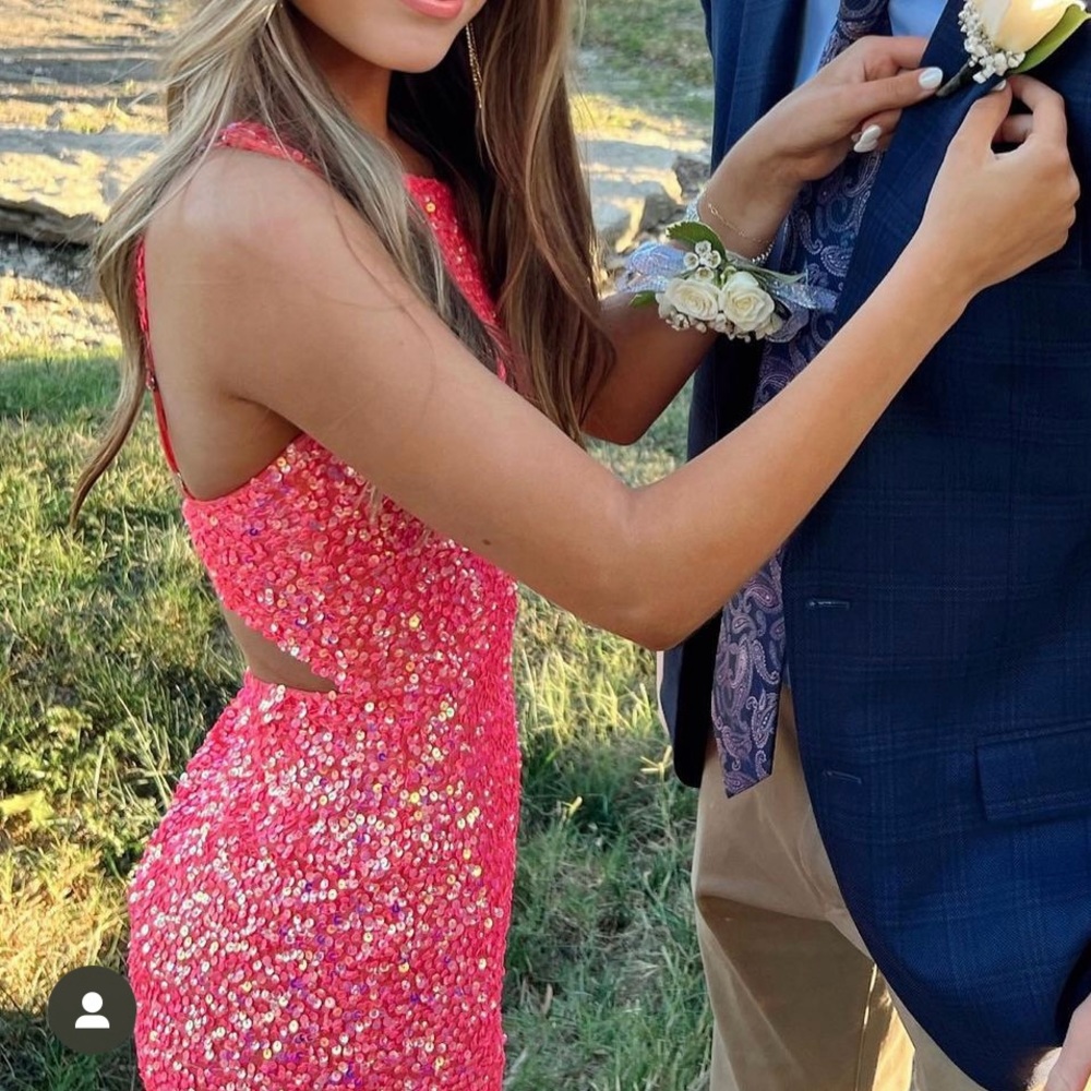 Ashley Lauren Hot Pink Sequin Homecoming Dress- 00